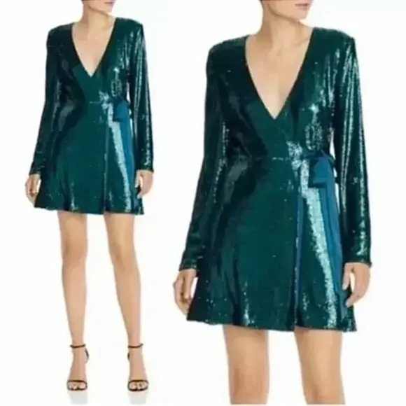 green sequin wrap dress Shalima Green Sequin Wrap Over Maxi Dress – Get That Trend main image 0